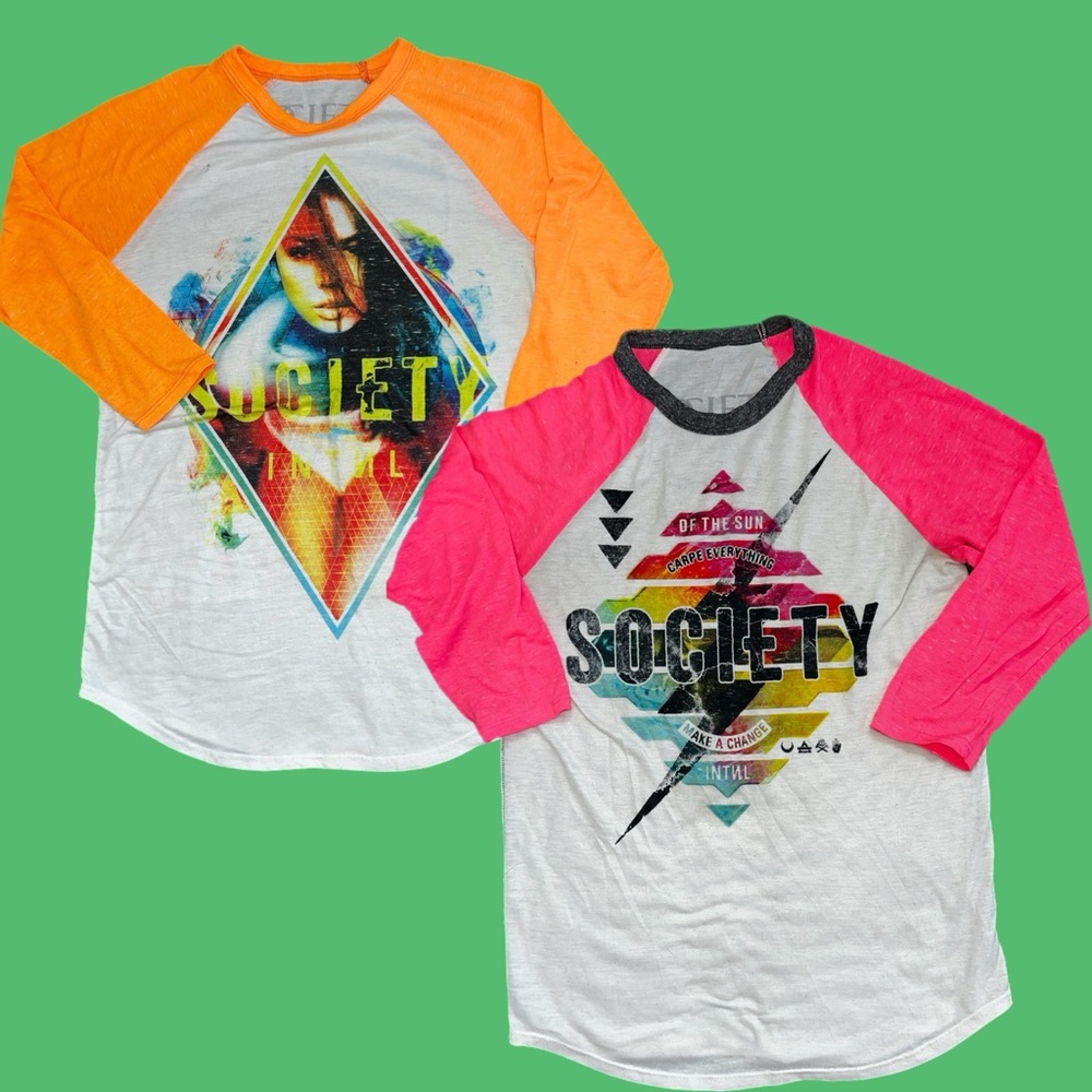 Society Clothing Graphic Fluorescent Shirts